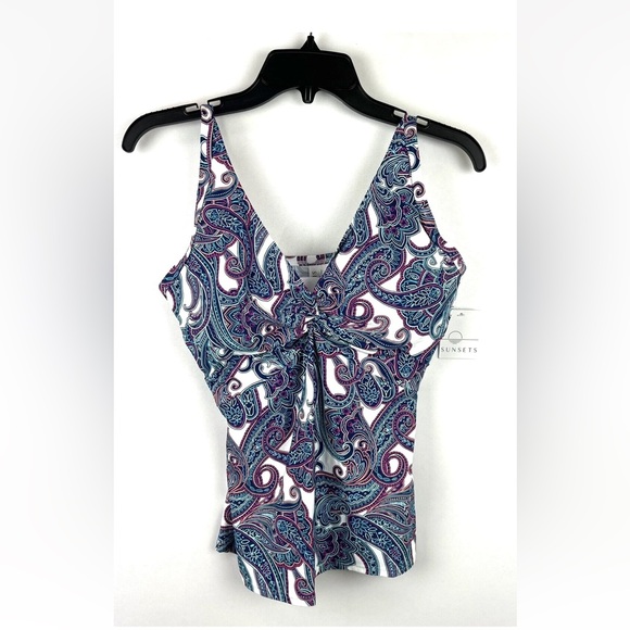 Sunsets Women’s Paisley Underwire Padded Tankini Top Size 34DD - Picture 1 of 3